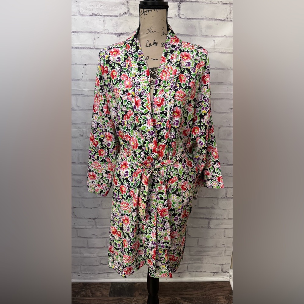 Victoria’s‎ Secret Vintage One Size Floral Robe Floral Kimono Gold Label Flaw